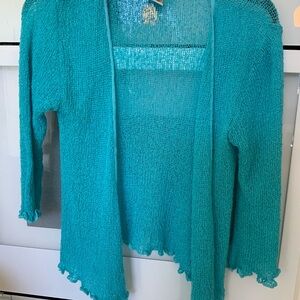 Women's Teal Open-Front Sweater
